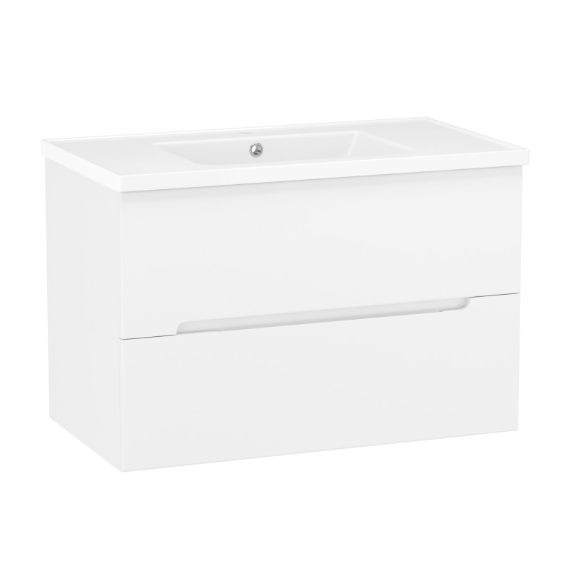 IMPRESE ELIO комплект мебели 80см, тумба подвесная, 2 ящика + умывальник мебельный арт i3217(2), белый глянец, (u08507703FJ)