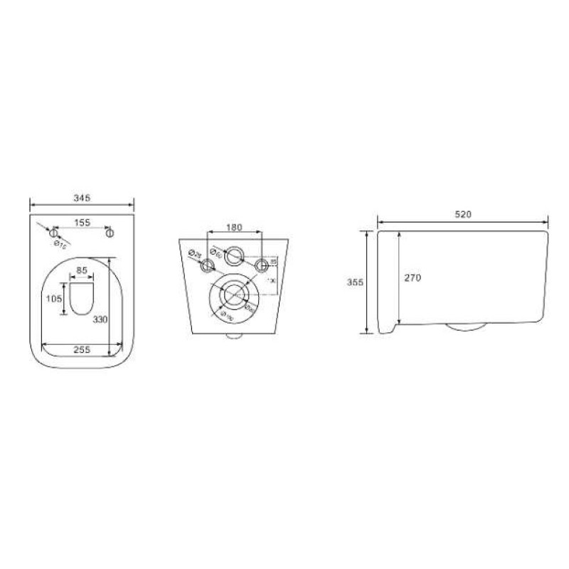 VOLLE CAROL rimless унітаз підвісний, сидіння duroplast, (1323.001000)