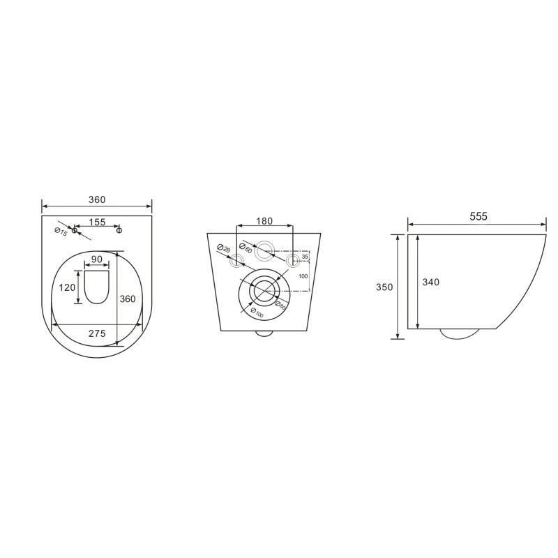 VOLLE SIERRA rimless унітаз підвісний, сидіння duroplast, (1316.01000)