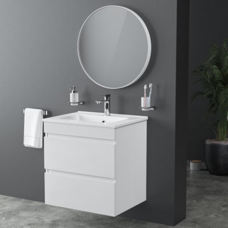 IMPRESE VACLAV комплект мебели 60см белый: тумба подвесная, 2 ящика + умывальник мебельный арт i11042A, (u08506403FH)