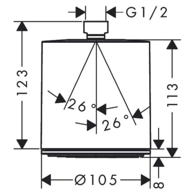 Hansgrohe PULSIFY верхний душ, 105мм, 1 jet, Green, цвет хром, (24132000)