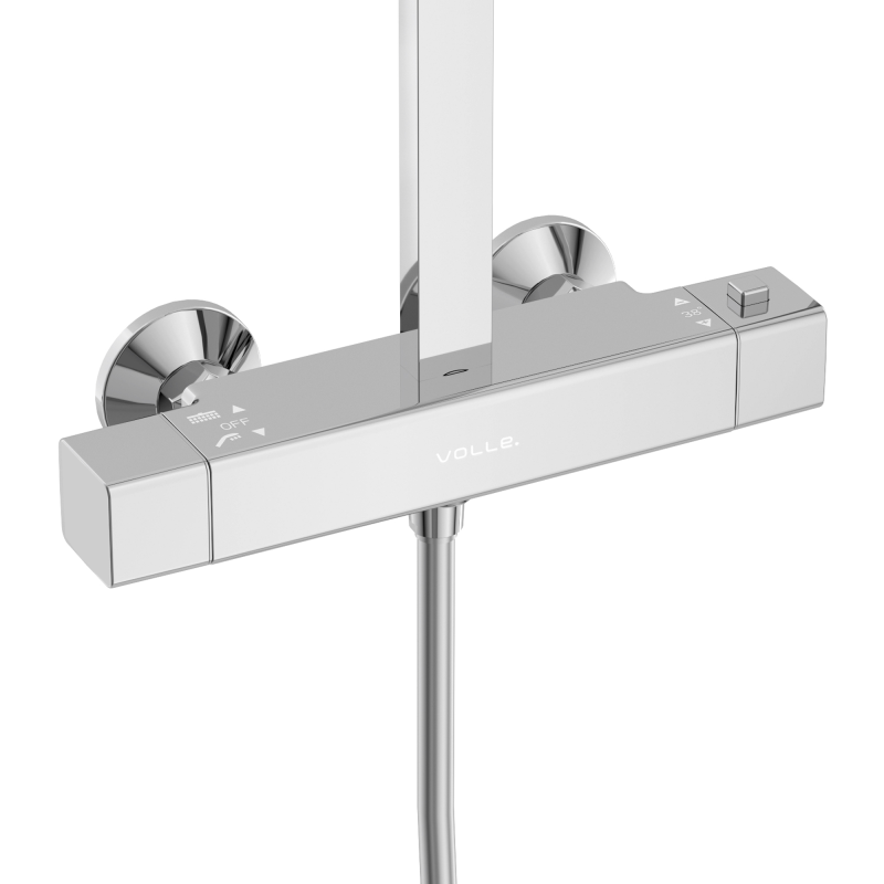 VOLLE SISTEMA D система душова (C, термостат для душа, душ 300*200 мм, лійка 3 режими, шланг 1500 мм PVC), cromo, (1599.090101)