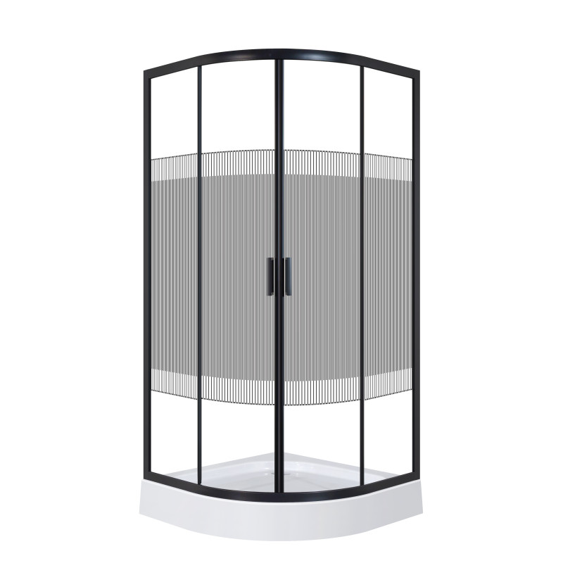 EGER TISZA BS душевая кабина 90*90*200см, с поддоном 15см (599-0909R), профиль черный, стекло "Spagetti", (599-021-BS)