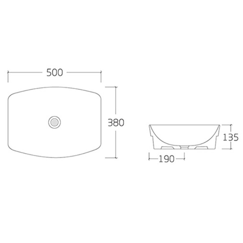 VOLLE AMAR умывальник 50*38*13,5см накладной, (1301.005550)