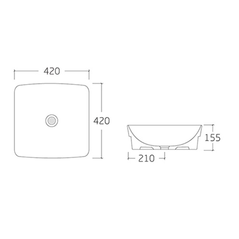 VOLLE AMAR умывальник 42*42*15,5см накладной, (1301.005542)