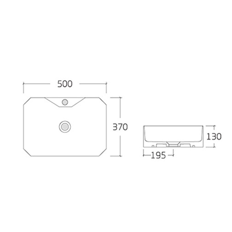 VOLLE ARTE умывальник 50*37*13,5см накладной с отверстием под смеситель, (1301.005451)