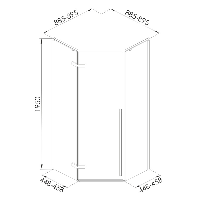 IMPRESE VACLAV душевая кабина пятиугольня 90*90*195см, распашная дверь, стекло прозрачное c Easy clean покрытием, без поддона, (s6408695)