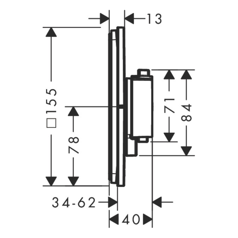 Hansgrohe SHOWERSELECT COMFORT E термостат для 2 потребителей, скрытый монтаж, цвет черный матовый, (15572670)