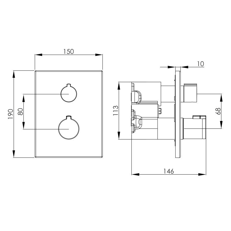 IMPRESE VIOLIK змішувач прихованого монтажу (термостат 2 функції, S), хром, (f04610801AC)