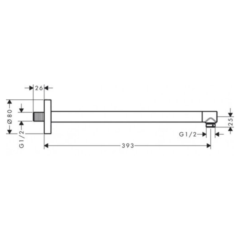 Hansgrohe держатель верхнего душа 39см, цвет шлифованная бронза, (24357140)