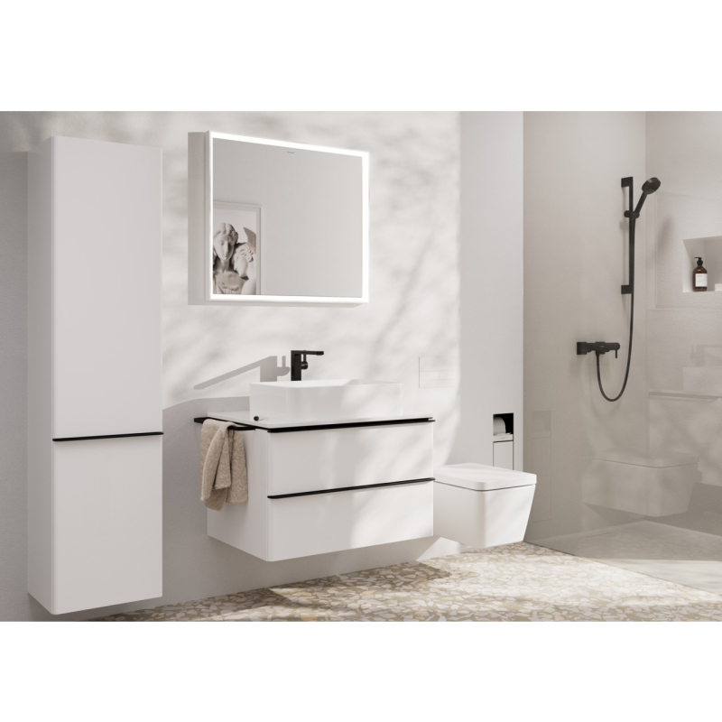 Hansgrohe TECTURIS E смеситель для умывальника 240, однорычажный,CoolStart, push-open, цвет черный матовый, (73070670)