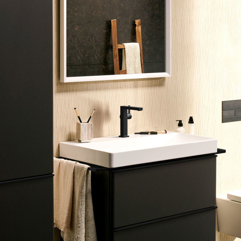 Hansgrohe TECTURIS E смеситель для умывальника 150, однорычажный,CoolStart, push-open, цвет черный матовый, (73040670)