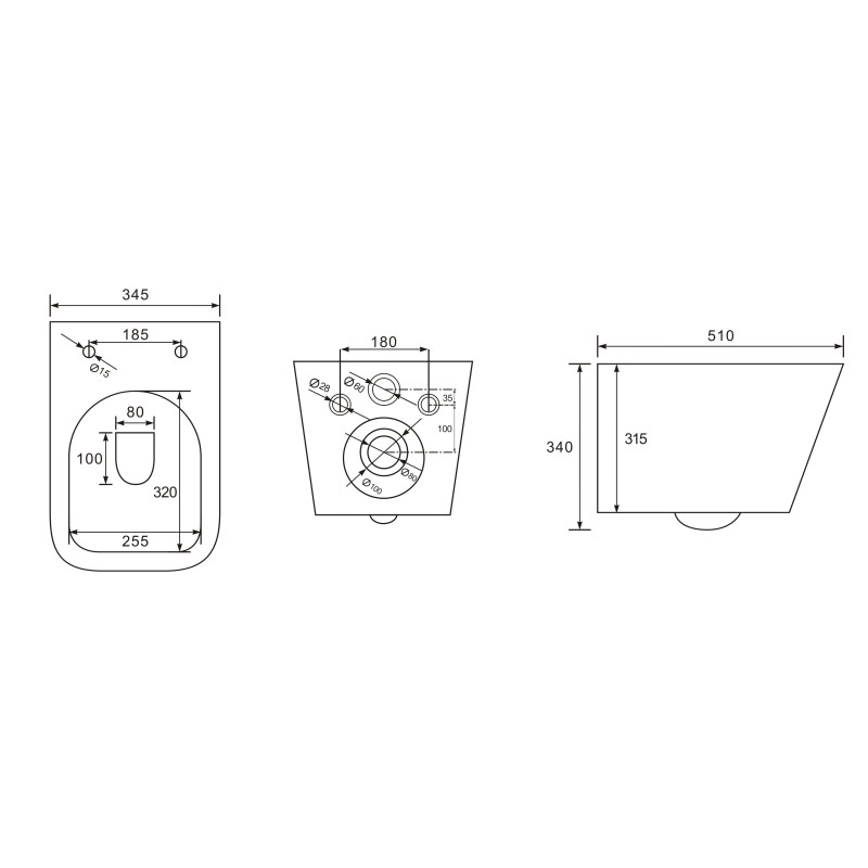 VOLLE LIBRA 2.0 vortice унитаз подвесной, сиденье duroplast, de la noche, (1321.001004)