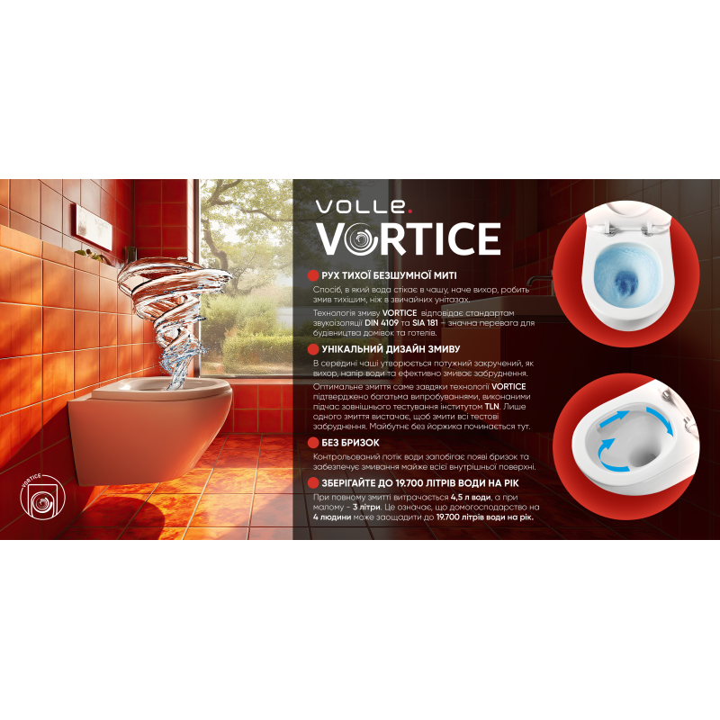 VOLLE LIBRA 2.0 vortice унитаз подвесной, сиденье duroplast, de la noche, (1321.001004)