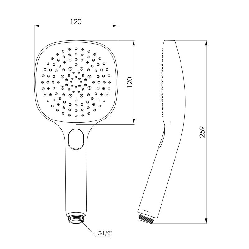 IMPRESE Душ ручний LSR-120GQ, 120 мм, 3 режими, кнопковий перемикач, хром, (f03600101AU)