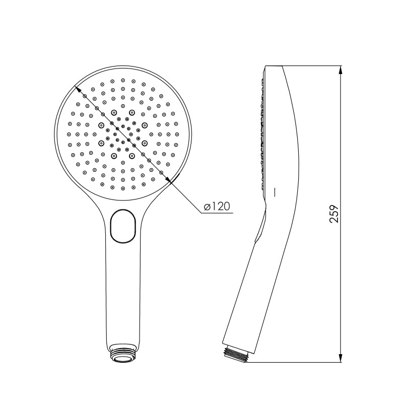 IMPRESE Душ ручний LSR-120GR, 120 мм, 3 режими, кнопковий перемикач, хром, (f03600101AT)