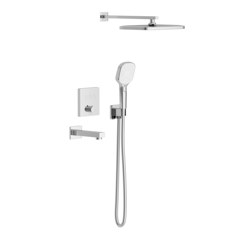 IMPRESE BILOVEC Click система душова прихованого монтажу (термостат 3 функції, душ 320*210 мм ABS, лійка 3 режими, вилив, шланг 1500 мм PVC), хром, (t04800901SBC)