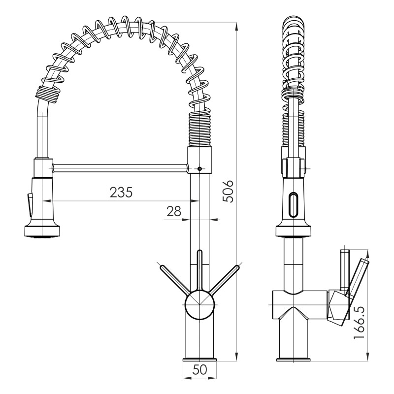 IMPRESE ARGO-S смеситель для кухни с гибким изливом, сталь, (f03409016BS)