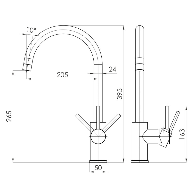 IMPRESE ARGO-S смеситель для кухни, черный матовый, (f03409010CB)