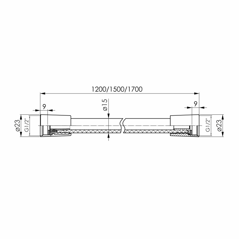 IMPRESE Шланг для душа, PVC, 1200 мм, anti-twist, (f03600101AC)