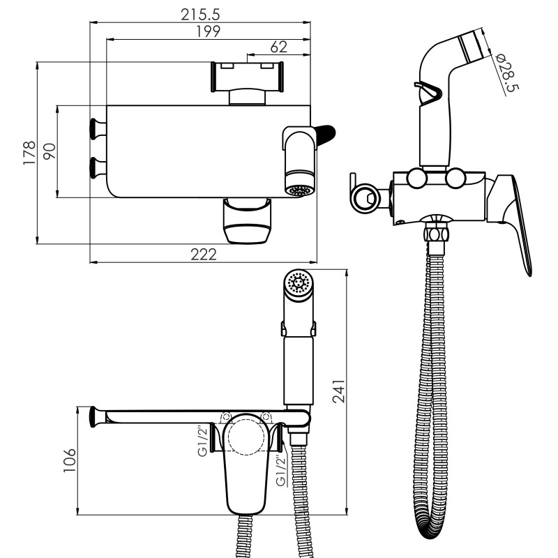 IMPRESE PERLA гарнітур гігієнічний прихованого монтажу, хром, (f03708001CA)