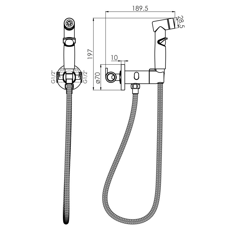 IMPRESE KUCERA гарнітур гігієнічний прихованого монтажу, чорний матовий, (f03703410AA)
