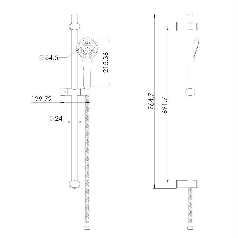IMPRESE MODUS гарнітур душовий (лійка 3 режими, штанга 750 мм, мильниця, шланг 1500 мм PVC), чорний матовий, (f03808210SR)
