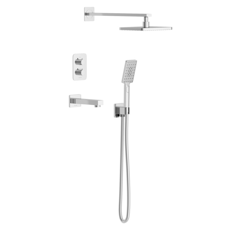 IMPRESE BILOVEC система душова прихованого монтажу (термостат 3 функції, душ 260*188 мм ABS, лійка 3 режими, вилив, шланг 1500 мм PVC), хром, (t04800901STC)