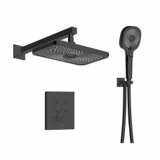IMPRESE CENTRUM EQ система душова прихованого монтажу (термостат 2 функції,кнопки перемикання,душ 280*190мм ABS,лійка 3 режими,шланг 1500ммPVC),чорний матовий, (V-10301EQ)