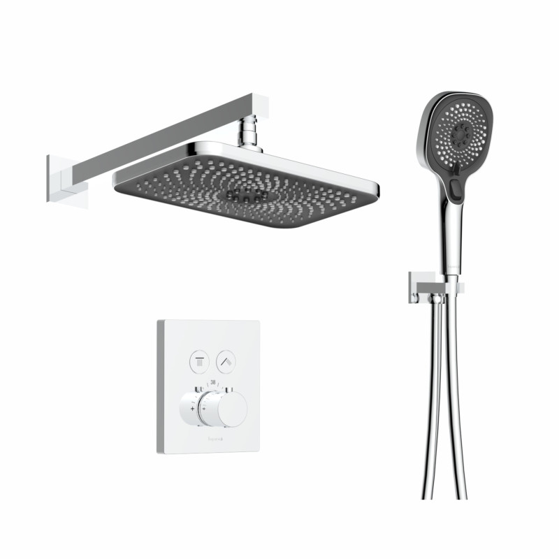 IMPRESE CENTRUM EQ система душова прихованого монтажу (термостат 2 функції, кнопки перемикання, душ 280*190 мм ABS, лійка 3 режими, шланг 1500 мм PVC), хром, (V-10300EQ)