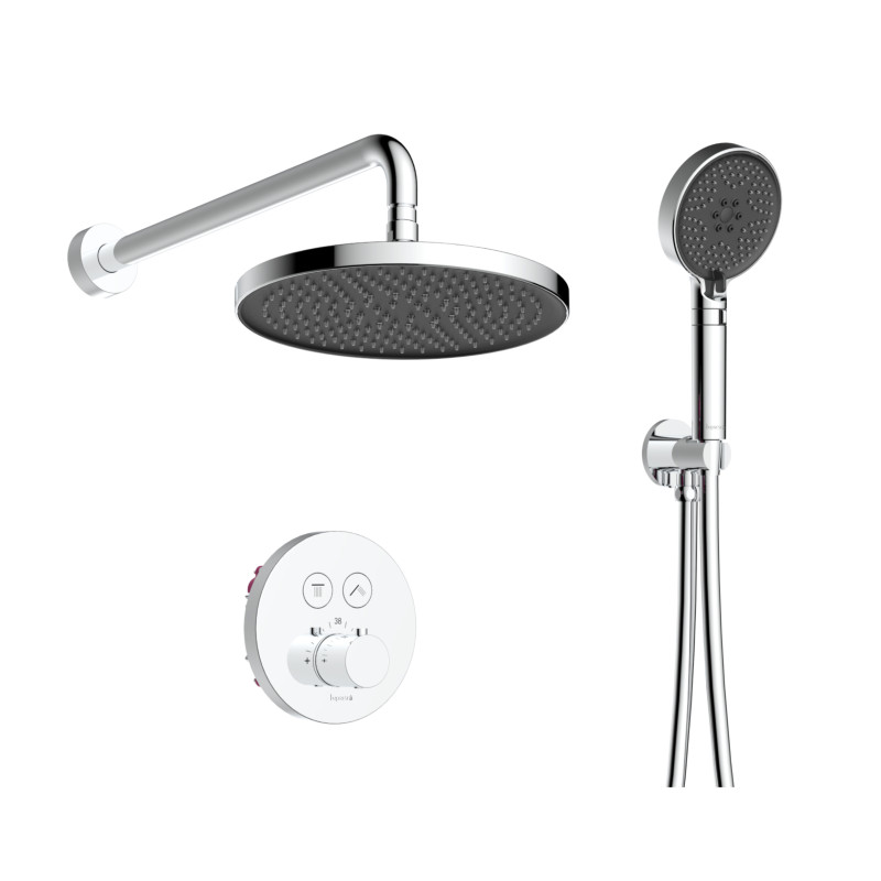 IMPRESE CENTRUM ER система душова прихованого монтажу (термостат 2 функції, кнопки перемикання, душ d240 мм ABS, лійка 3 режими, шланг 1500 мм PVC), хром, (V-10260ER)