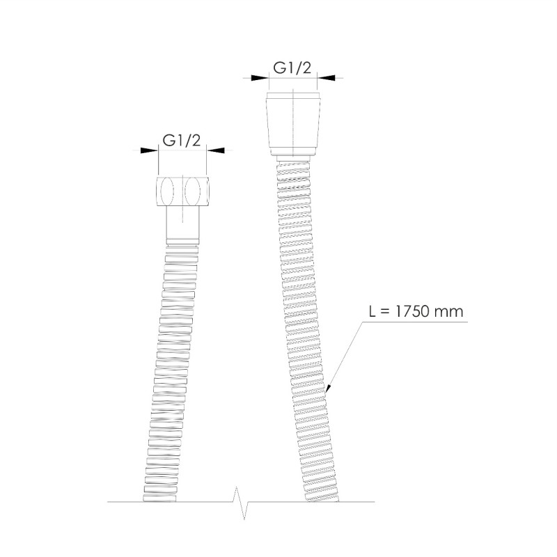 IMPRESE BRENTA шланг для душу, SS 1750 мм, anti-twist, графітовий хром, (ZMK0923080361)