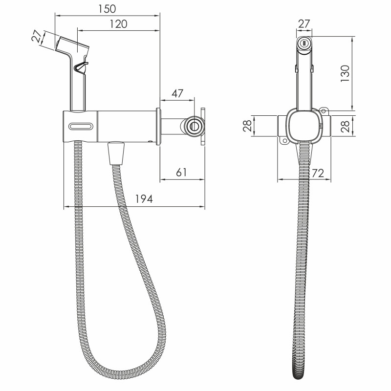 IMPRESE BILOVEC гарнітур гігієнічний прихованого монтажу, чорний матовий, (f03900910AA)