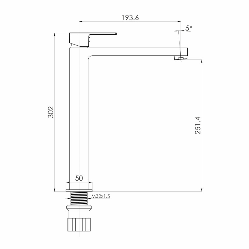 IMPRESE KARLOV смеситель для умывальника высокий, хром, 25 мм, (f03507601AB)