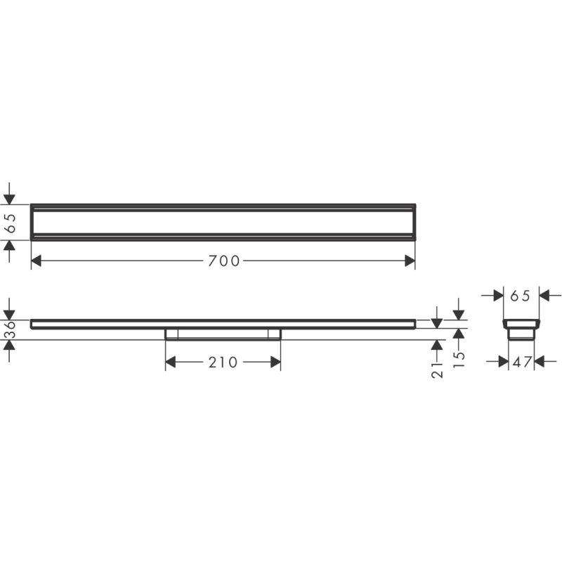 Hansgrohe RAINDRAIN ORIGINALмонтажный комплект дляустановки700мм, цвет нержавеющая сталь, (56197800)