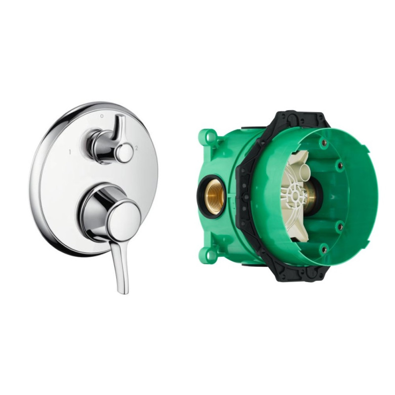 Hansgrohe Ecostat Classic Термостат с запорным/ переключающим вентилем+IBOX universal скрытая часть для смесителя, (15753000+01800180)