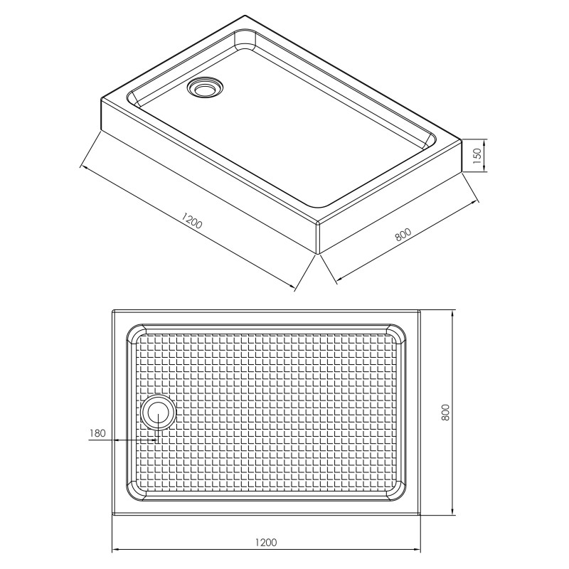 IMPRESE поддон 120*80*15см прямоугольный акриловый , в комплекте с сифоном, (s0941280S)