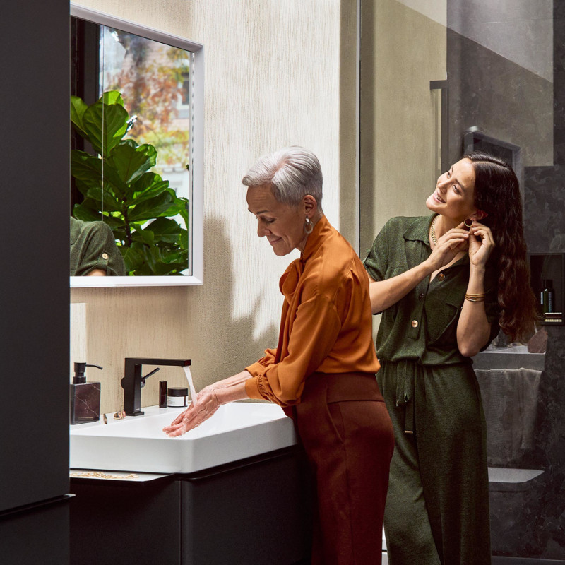 Hansgrohe TECTURIS E смеситель для умывальника 110, однорычажный,CoolStart, push-open, цвет черный матовый, (73020670)