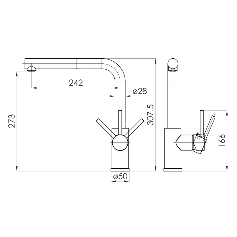 IMPRESE ARGO-S смеситель для кухни с выдвижным изливом, черный матовый, (f03409010DB)