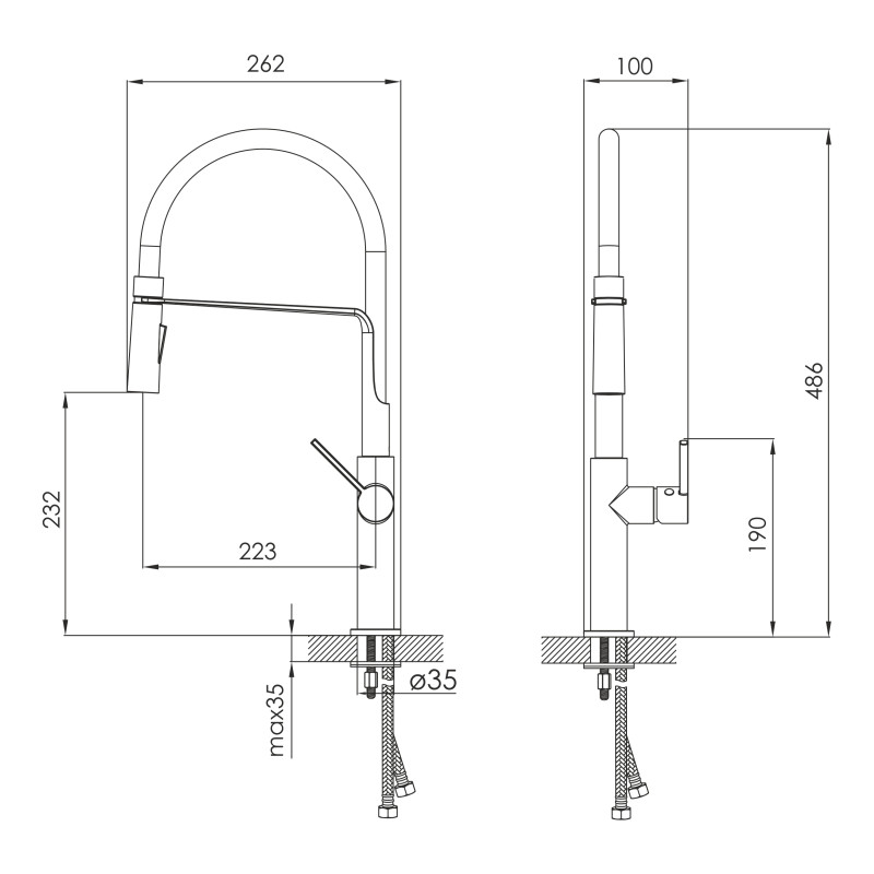 IMPRESE BOA US змішувач для кухні, чорний матовий, (f03401410US)