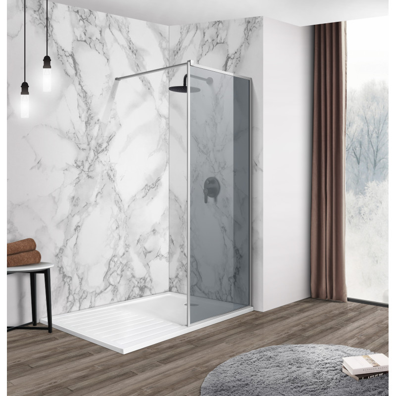 IMPRESE душевая стенка WALK-IN с профилем и держателем, 110*200см, хром, стекло тонированое, (s09111001GR)