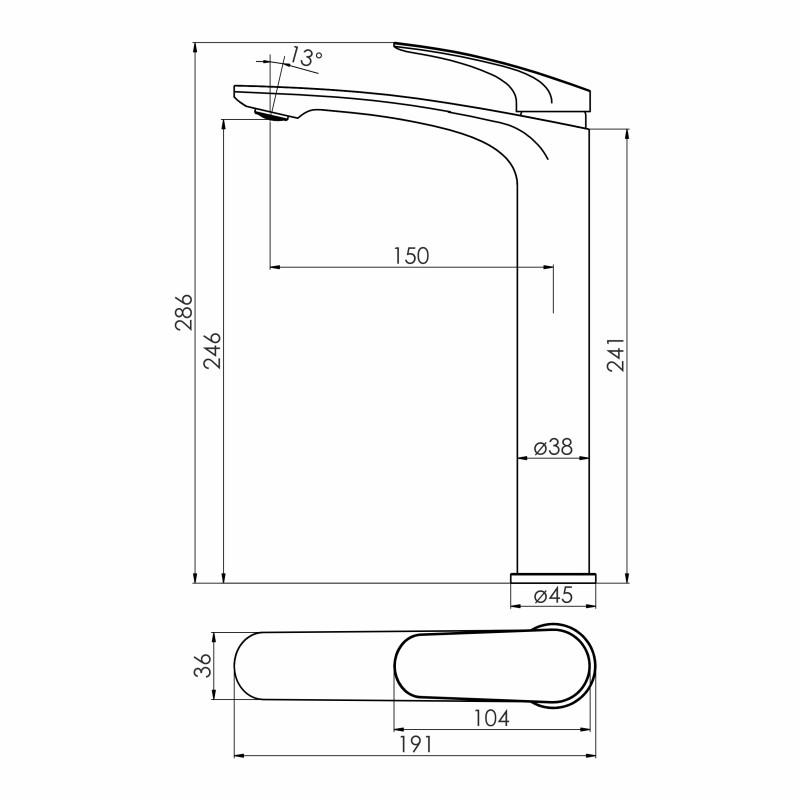 IMPRESE PERLA смеситель для умывальника высокий, хром, 25 мм, (f03508001CB)