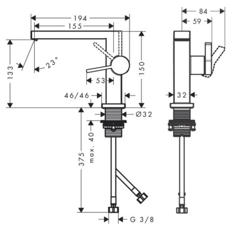 Hansgrohe TECTURIS E смеситель для умывальника 110, однорычажный,CoolStart, push-open, цвет хром, (73020000)