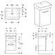 Geberit SELNOVA SQUARE комплект: умивальник з тумбою одні двері 50*64,9*42 см, білий, (502.750.00.1)