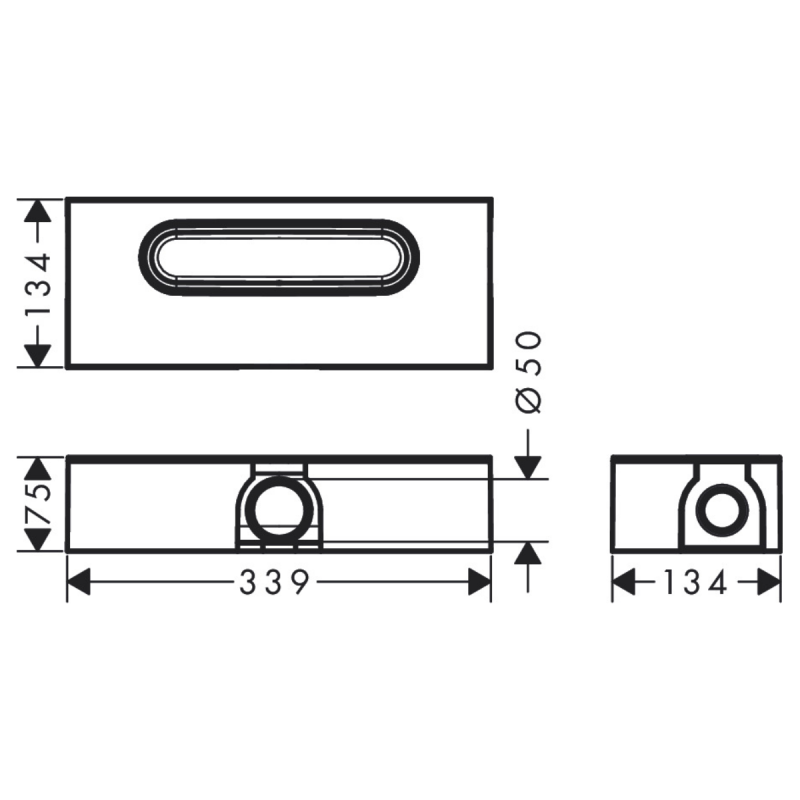 Hansgrohe UBOX UNIVERSAL скрытая часть для каналов ø50, (01001180)