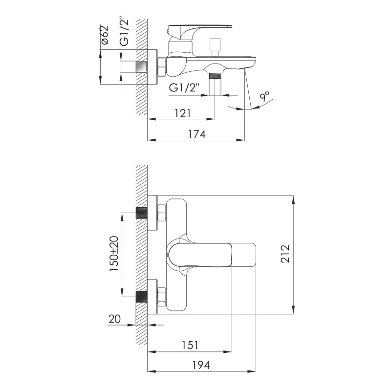 IMPRESE LEDNICE змішувач для ванни, хром, (f03207901BA)