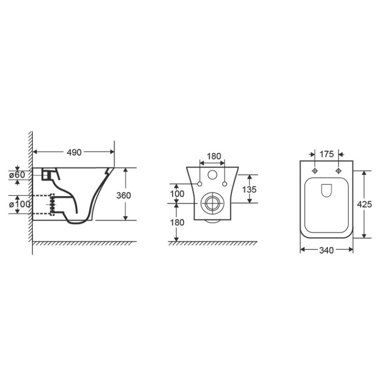 IMPRESE KARLOV унитаз подвесной (48*34*35см, rimless, сиденье duroplast), (c06807603)