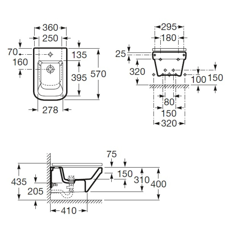 ROCA DAMA-N біде підвісне, (A357785000)