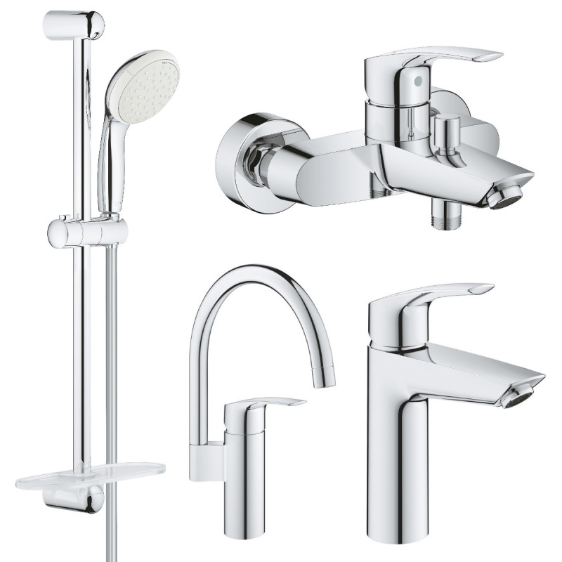 Grohe EUROSMART NEW набір змішувачей для ванни+кухня (23324003+33300003+27926001+33202003), (UA123248МK)
