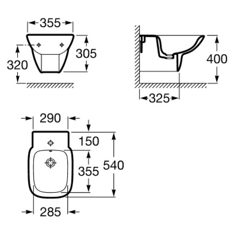 ROCA DEBBA чаша биде подвесной, (A355995000)